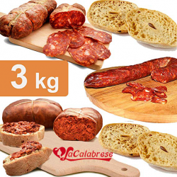 3 kg of Calabrian salami 1 kg of brawn + 1 kg of sausage + 1 kg of nduia + FREE