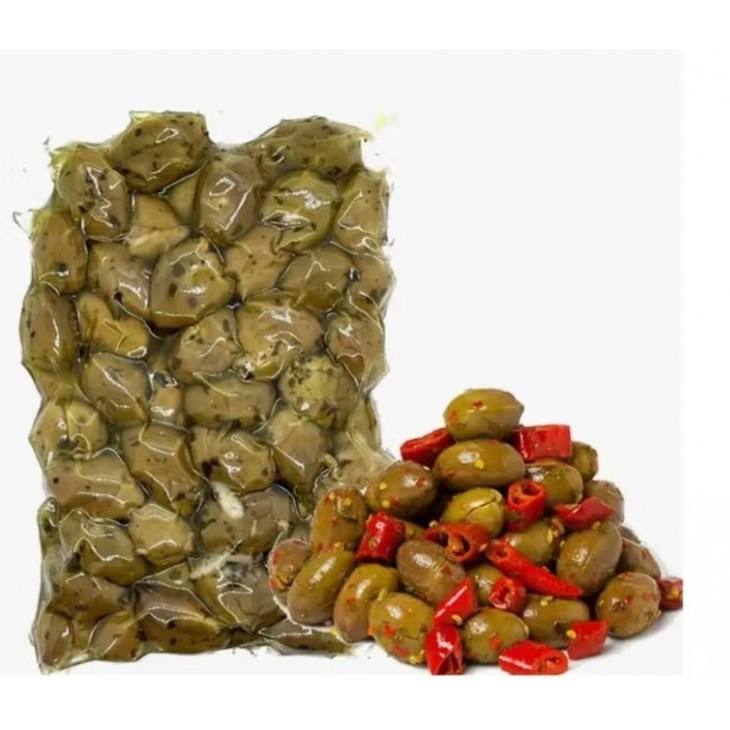 Olives vertes calabraises broyées avec noyau en sachet de 500 g