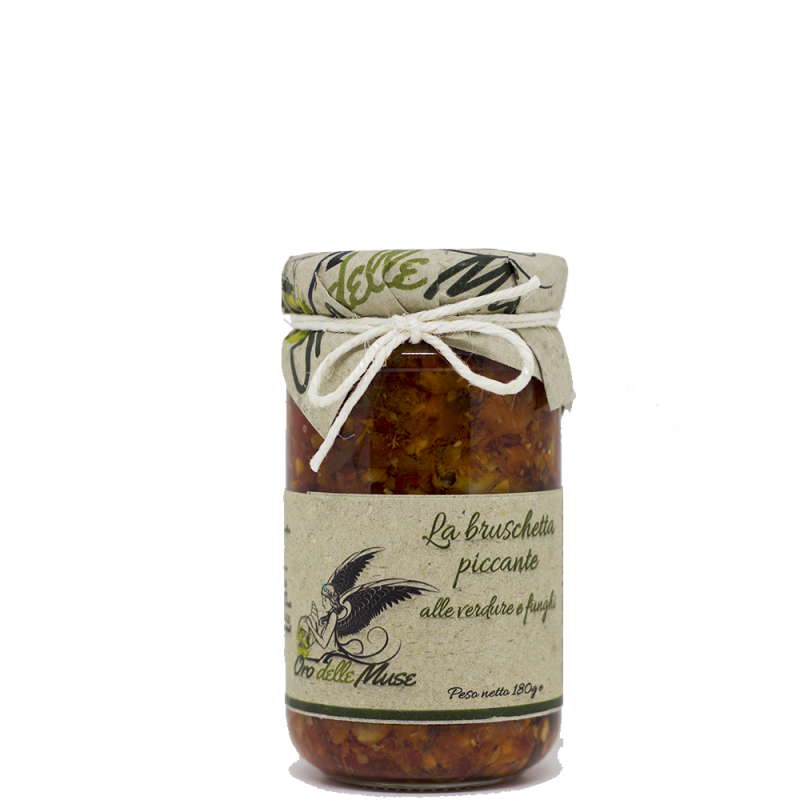 La Bruschetta piccante alle verdure e funghi in olio evo 190 gr