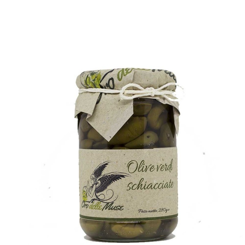 olive verdi schiacciate in olio evo