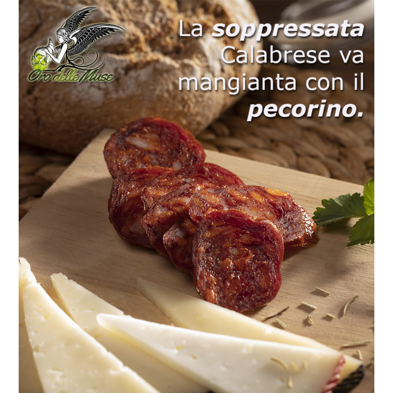 KALABRISCHES ANGEBOT - Halbgereifter Pecorino 1 kg + handwerklich hergestellte Soppressata 1 kg