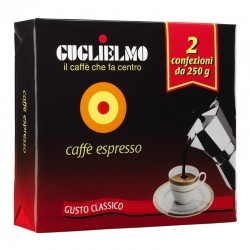 2 X Caffè Guglielmo espresso classico biback Macinato Gr 250 X 2 + Caffettiera 3 tazze