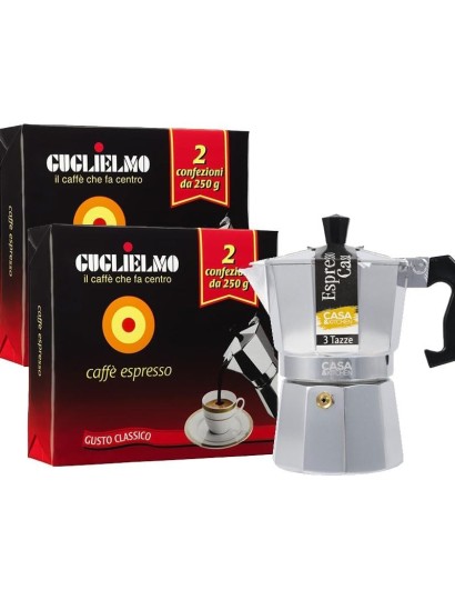 2 x Caffè Guglielmo Classic Espresso Biback gemahlen 250 g x 2 + 3 Tassen Kaffeemaschine