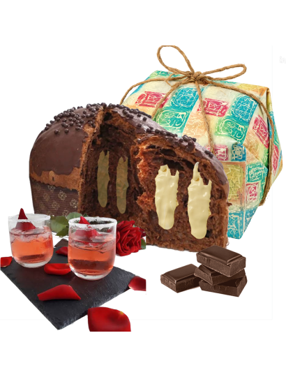 Panettone artesanal con chocolate, arándanos y rosólio