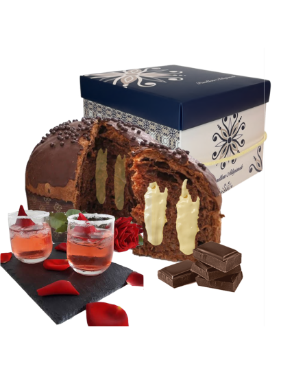 Panettone artesanal con chocolate, arándanos y rosólio